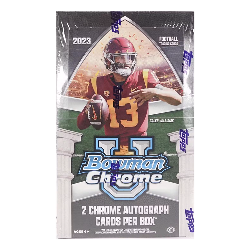 2023BowmanChromeUniversityFootball.png 2023 Bowman University Chrome Football Hobby Box - Image 1