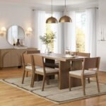 Modern Natural Wood Dining Table and Chair Set