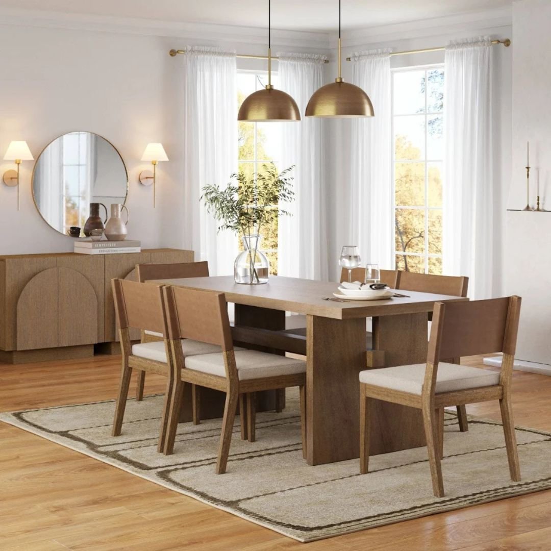 Untitled design - 2026-08-12T132644.623 Modern Natural Wood Dining Table and Chair Set - Image 1