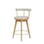 Modern Natural Wood Upholstered Counter Height Kitchen Barstool